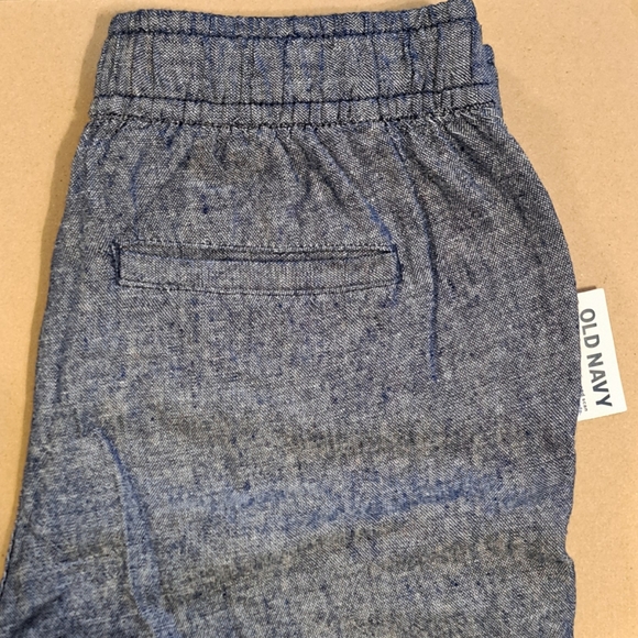 High-Waisted Chambray Cropped Linen-Blend Tapered Small Blue Pants-Women OldNavy - Picture 6 of 13